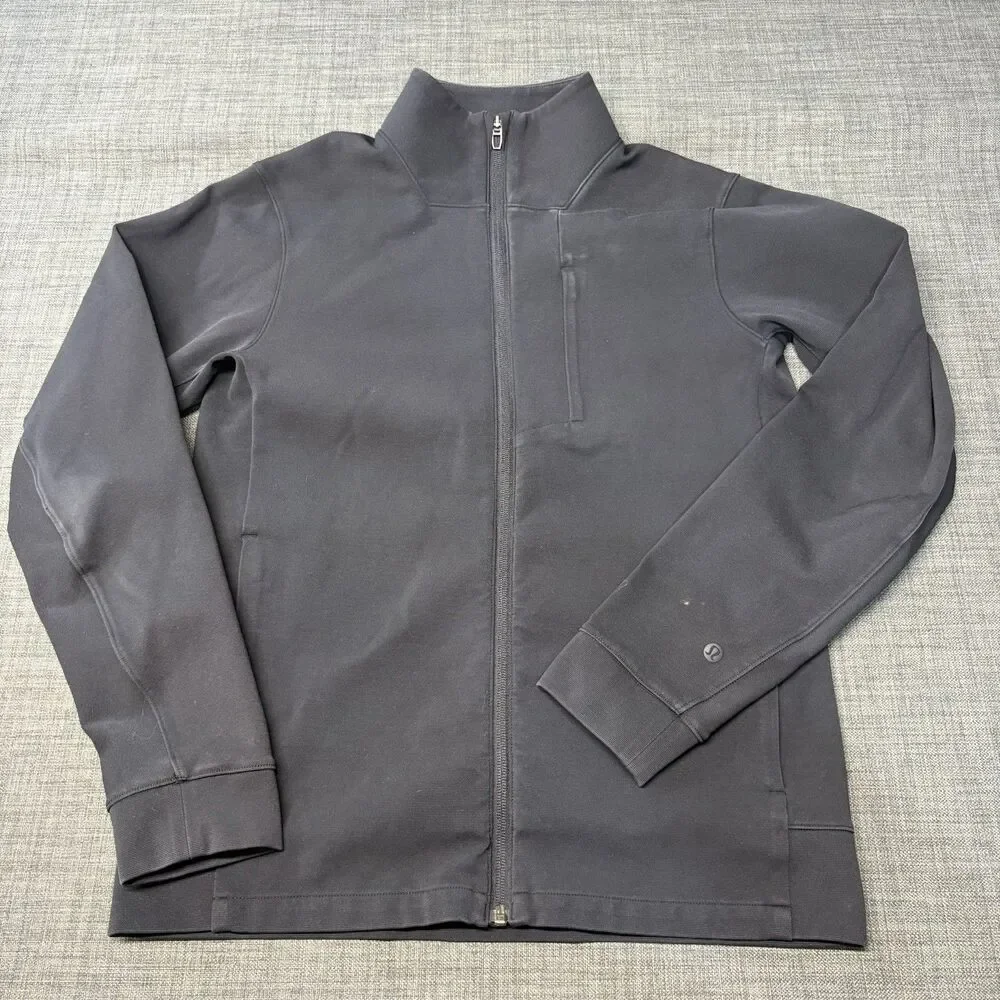 Lululemon Sojourn Jacket Mens Small Black Full Zip Mock Neck Athletic Athleisure
